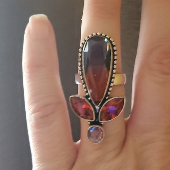 New Bi-Color Tourmaline, Garnet 925 Silver Ring. - Picture 15 of 16